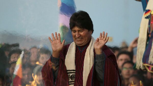 El presidente de Bolivia, Evo Morales, durante el 10o aniversario de su mandato - Sputnik Mundo