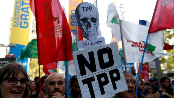 Protesta contra TPP en Chile, 23 de enero de 2016 - Sputnik Mundo