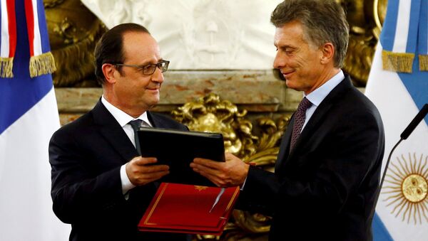 Presidente de Francia, François Hollande, y presidente de Argentina, Mauricio Macri - Sputnik Mundo