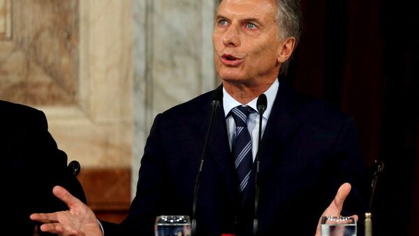 Argentina's President Mauricio Macri gestures as he speaks during the opening session of the 134th legislative term at the Congress in Buenos Aires, Argentina, March 1, 2016. REUTERS/Marcos Brindicci - Sputnik Mundo
