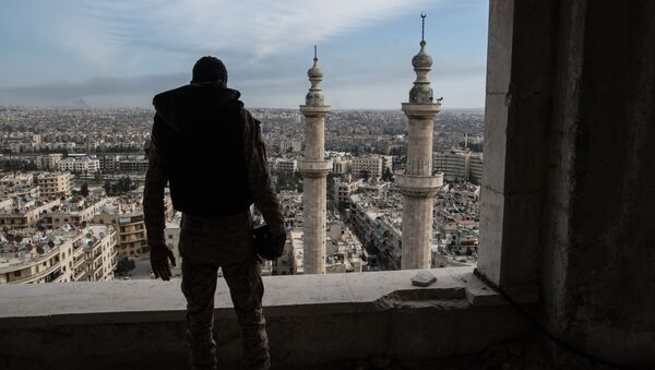 Военнослужащий Сирийской Арабской армии в городе Алеппо - Sputnik Mundo