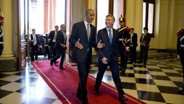 El presidente de EEUU, Barack Obama, y el presidente de Argentina,Mauricio Macri - Sputnik Mundo