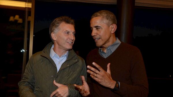 El presidente de Argentina, Mauricio Macri, y el expresidente estadounidense, Barack Obama (archivo) - Sputnik Mundo