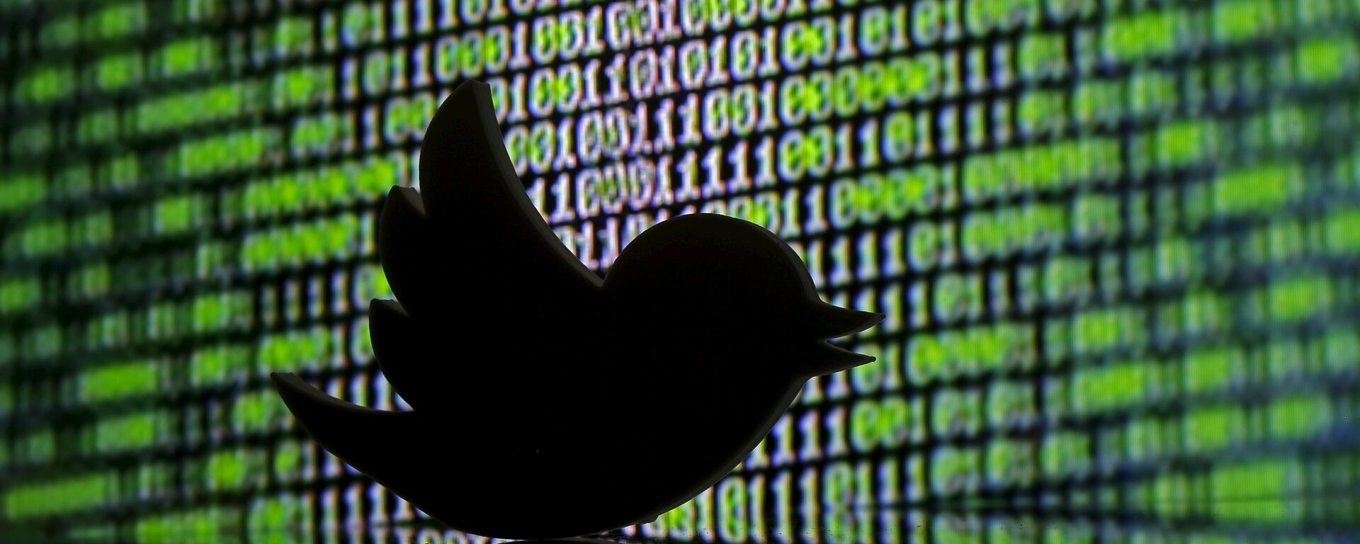A 3D printed Twitter logo is seen in front of a displayed cyber code in this illustration taken March 22, 2016.  - Sputnik Mundo, 1920, 05.04.2021