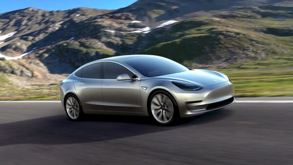 A Tesla Motors mass-market Model 3 electric car is seen in this handout picture from Tesla Motors - Sputnik Mundo