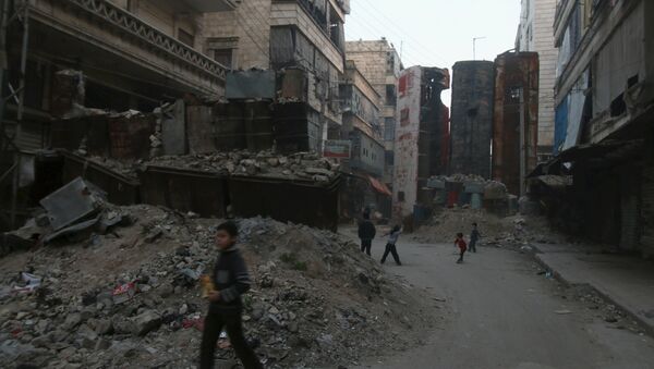 Edificios destruidos en Alepo, Siria (Archivo) - Sputnik Mundo