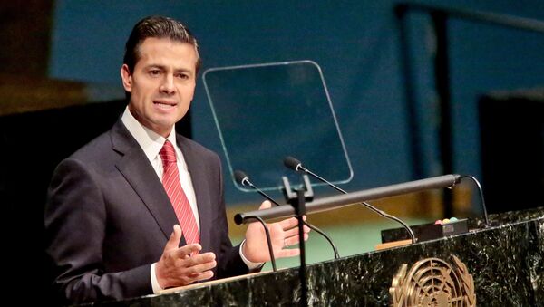Enrique Peña Nieto, el presidente de México, durante la Asamblea General para debatir las políticas de drogas y narcotráfico mundiales - Sputnik Mundo