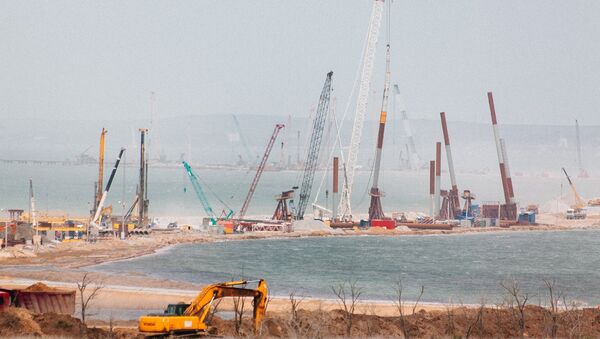 El sitio de la construcción del puente a Crimea - Sputnik Mundo