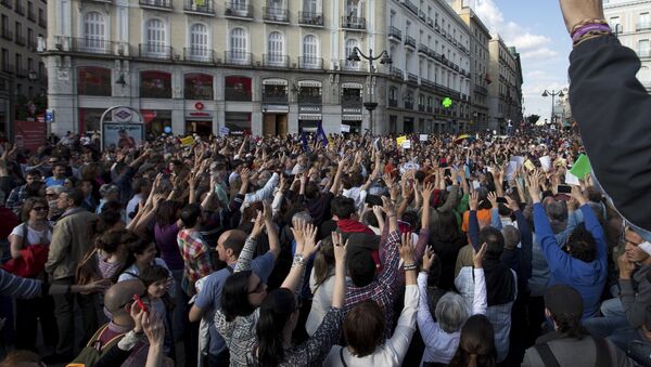 Manifestació en la Puerta del Sol el 15 de mayo  de 2016 (archivo) - Sputnik Mundo