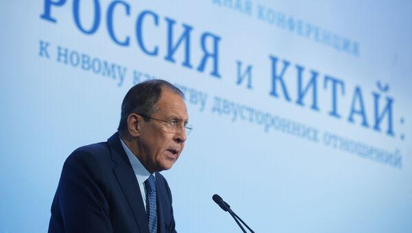 Serguéi Lavrov, ministro ruso de Exteriores, en una conferencia internacional sobre las relaciones entre Rusia y China en Moscú - Sputnik Mundo
