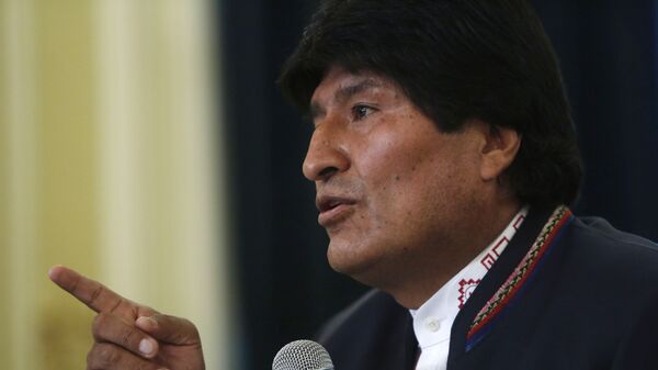 Bolivia's President Evo Morales speaks during a press conference at the government palace in La Paz, Bolivia, Wednesday, Feb. 24, 2016 - Sputnik Mundo