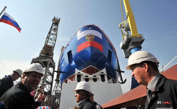 La botadura del rompehielos nuclear Árktika en San Petersburgo - Sputnik Mundo