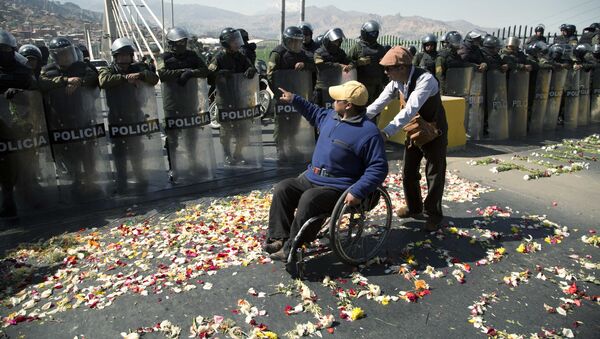 Protesta de discapacitados en La Paz, Bolivia - Sputnik Mundo