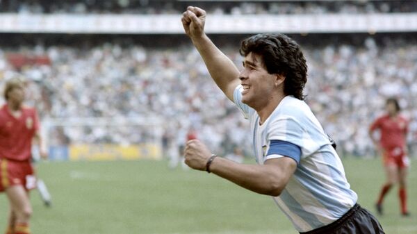 Futbolista Diego Maradona durante la Copa Mundial 1986 - Sputnik Mundo