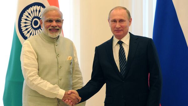 Primer ministro de la India, Narendra Modi y presidente de Rusia, Vladímir Putin - Sputnik Mundo