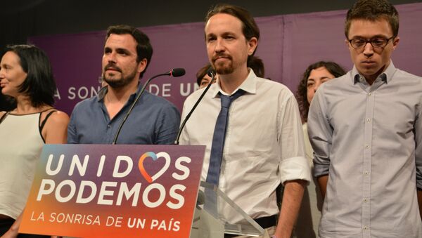 Los representantes del partido Unidos Podemos en su sede en Madrid (archivo) - Sputnik Mundo