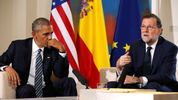 El presidente de EEUU Barack Obama y el jefe del Ejecutivo en funciones, Mariano Rajoy, durante reunión en el palacio de Moncloa - Sputnik Mundo