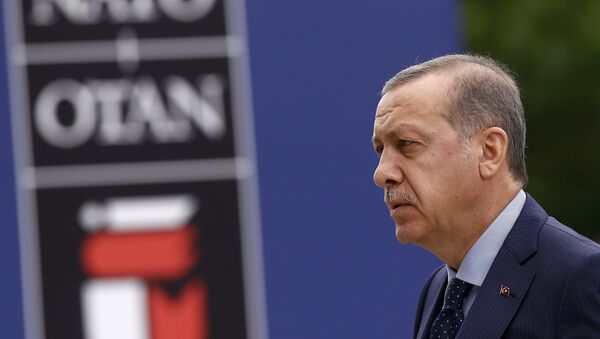 Tayyip Erdogan, presidente turco, en la cumbre de la OTAN en Varsovia - Sputnik Mundo