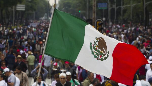 Mexicanos con la bandera del país - Sputnik Mundo