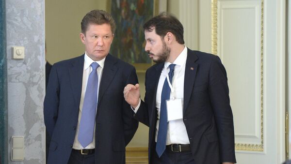 Jefe de la compañía rusa Gazprom, Alexéi Miller, y el ministro de Energía de Turquía, Berat Albayrak - Sputnik Mundo