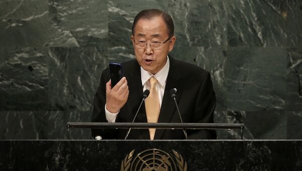 Ban Ki-moon, secretario general de la ONU, durante la 71 Asamblea General - Sputnik Mundo