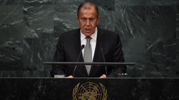 Serguéi Lavrov, ministro de Exteriores de Rusia durante el discurso en la 71 Asamblea General de la ONU (archivo) - Sputnik Mundo