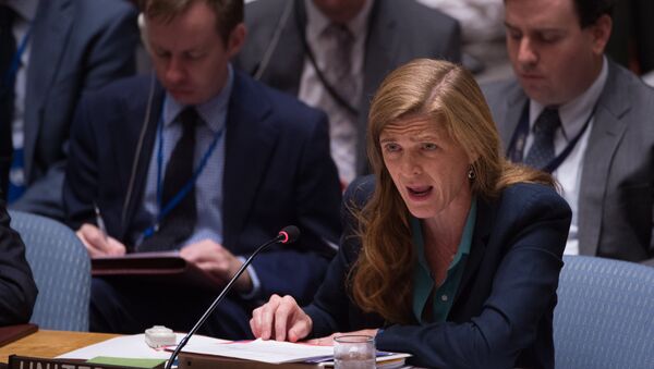 United States Ambassador to the UN Samantha Power speaks during a United Nations Security Council emergency meeting on the situation in Syria, at the United Nations September 25, 2016 in New York. - Sputnik Mundo