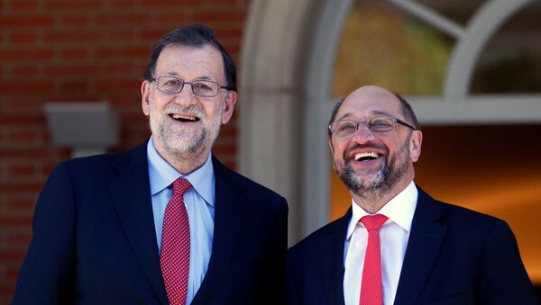Mariano Rajoy, el presidente del Gobierno de España en funciones, y Martin Schulz, el presidente del Parlamento Europeo - Sputnik Mundo