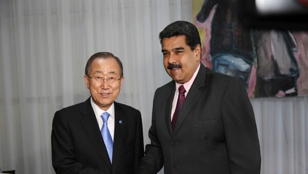 El secretario general de la ONU, Ban Ki-moon, y el presidente de Venezuela, Nicolás Maduro - Sputnik Mundo