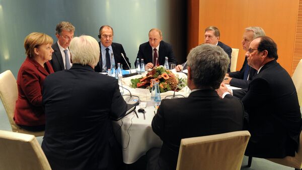 Los líderes de Rusia, Alemania y Francia en Berlín - Sputnik Mundo