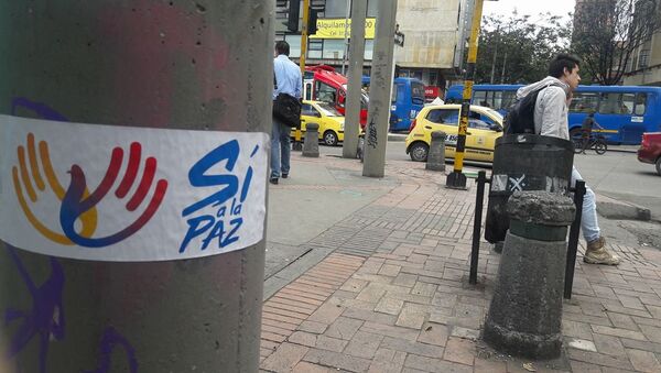 Un cartel diciendo Sí a la paz en Colombia - Sputnik Mundo