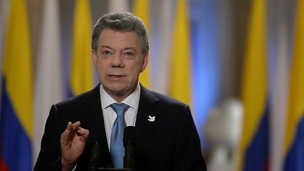 Colombia's President Juan Manuel Santos speaks during a Presidential address in Bogota, Colombia - Sputnik Mundo