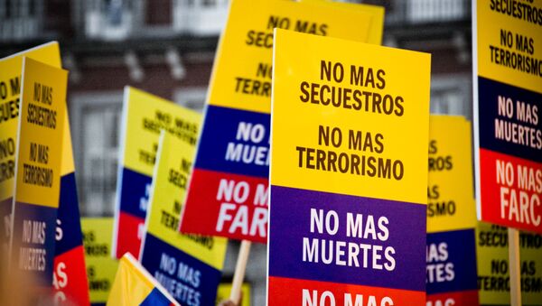 Manifestación en contra de las FARC en Madrid, España - Sputnik Mundo
