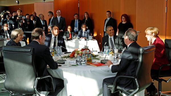 El encuentro de Barack Obama con los líderes europeos en Berlín - Sputnik Mundo