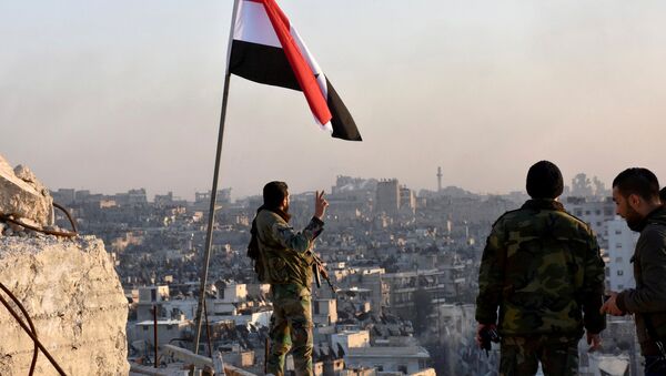 Fuerzas gubernamentales establecen la bandera de Siria en el este de Alepo (archivo) - Sputnik Mundo