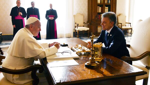 Papa Francisco y presidente de Colombia, Juan Manuel Santos - Sputnik Mundo