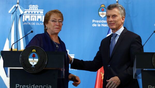 Presidenta de Chile Michelle Bachelet, y presidente de Argentina Mauricio Macri - Sputnik Mundo