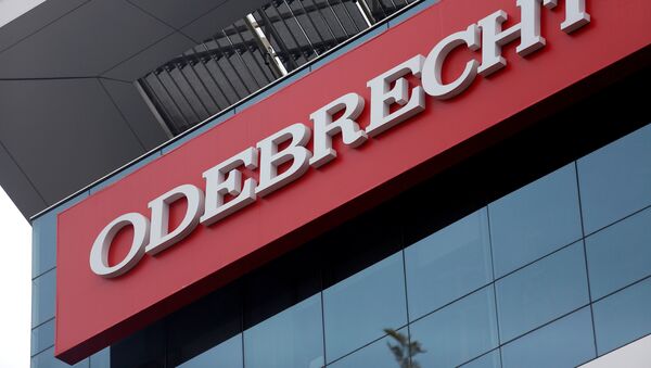 A sign of the Odebrecht SA construction conglomerate is pictured in Lima, Peru - Sputnik Mundo