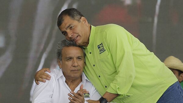 Lenín Moreno, candidato a la presidencia de Ecuador, y Rafael Correa, presidente actual - Sputnik Mundo