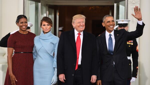 Michelle Obama, Melania Trump, Donald Trump y Barack Obama - Sputnik Mundo