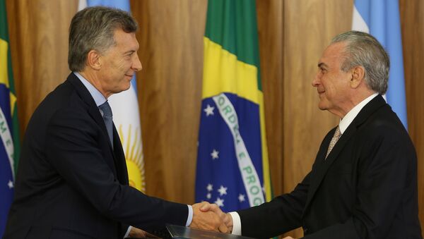 La visita del presidente argentino Mauricio Macri a la ciudad brasileña de Brasilia para reunirse con el mandatario Michel Temer - Sputnik Mundo