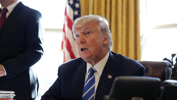 U.S. President Donald Trump speaks during a meeting with Chief Executive Officer of Intel Brian Krzanich in the Oval Office of the White House in Washington, - Sputnik Mundo