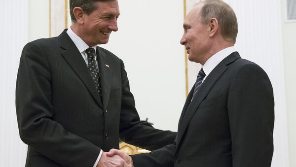Presidente ruso,Vladímir Putin, con su homólogo esloveno Borut Pahor - Sputnik Mundo