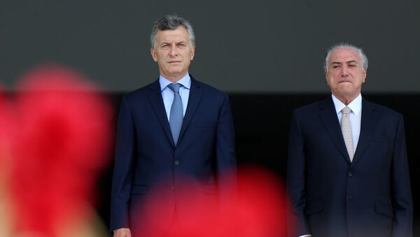 Presidente de Argentina, Mauricio Macri, y presidente de Brasil, Michel Temer - Sputnik Mundo