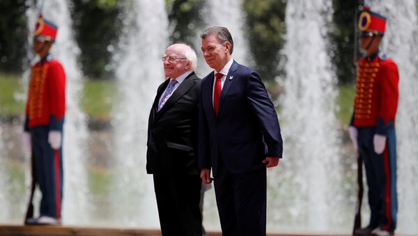 Michael D. Higgins, presidente de Irlanda, y Juan Manuel Santos, presidente de Colomia - Sputnik Mundo