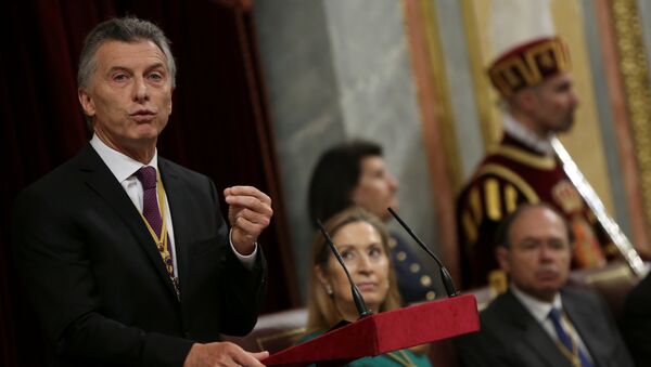 Mauricio Macri, presidente de Argentina, en el Senado de España - Sputnik Mundo