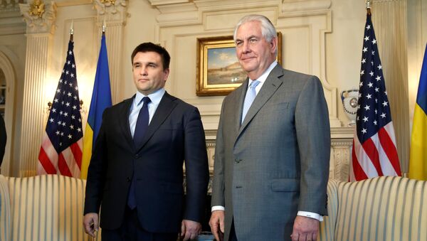 Canciller de Ucrania, Pavló Klimkin, y secretario de Estado de EEUU, Rex Tillerson - Sputnik Mundo