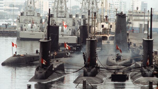 A view of Peruvian submarines and patrol craft moored in the port of Callao during Operation UNITAS XXV. - Sputnik Mundo