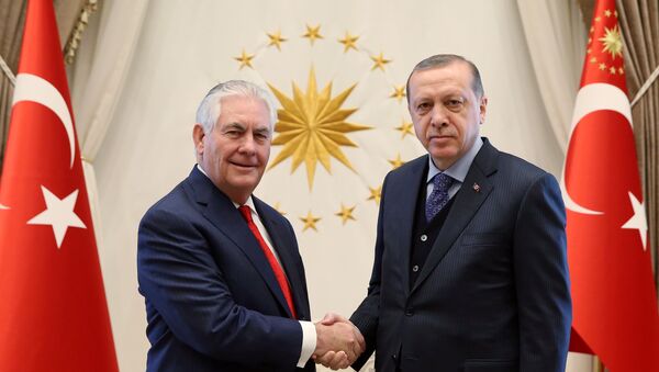 Secretario de Estado de EEUU, Rex Tillerson, y presidente de Turquía, Recep Tayyip Erdogan - Sputnik Mundo