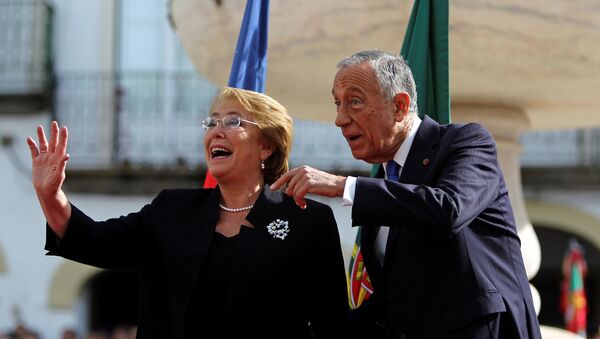 Presidenta de Chile, Michelle Bachelet, y su homólogo portugués, Marcelo Rebelo de Sousa - Sputnik Mundo